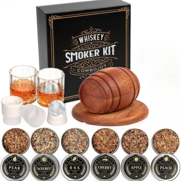 Juego Profesional de Ahumador de Whisky 6 Sabores de Cenizas, 2 Vasos Antideslizantes - 1