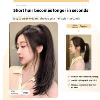 Extensión de cabello sintético con cola de caballo recta ligeramente levantada de 12/16 pulgadas, peluca con cola de caballo con Clip, peluca de cola de caballo en capas dulces - details 7