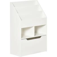 Mueble Libre para Niños 3 Compartimentos, 2 Cubos y Cajón Móvil 4 Ruedas Blanco - details 0