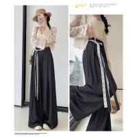 Pantalones de Pierna Ancha de Tencel Encaje Alto Cintura, Ajuste Suelto, Estilo de Verano, Mangas Largas - details 23