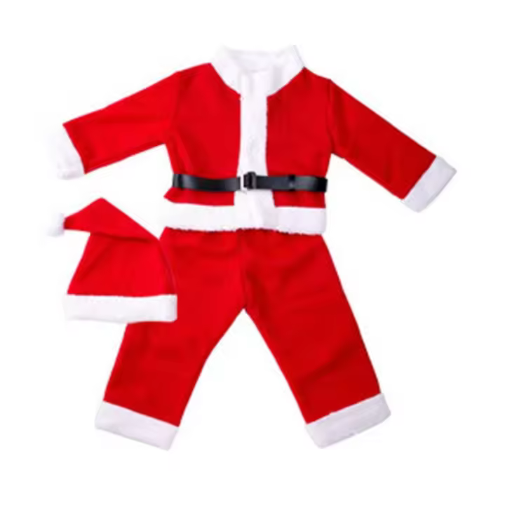 Conjunto de vestido rojo para bebé, traje de Papá Noel para actuación en escenario, fiesta de Mascarada, disfraz de Navidad con sombrero - 1