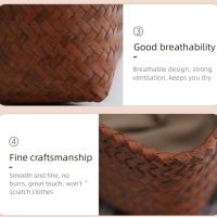 Cesto de lavandería cuadrado práctico, cesta de ropa sucia marrón de 38cm con asas, cesta de almacenamiento tejida a mano extraíble para toallas - details 6