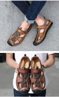 Sandalias planas informales de cuero genuino para hombre, calzado de playa romano, zapatillas de deporte masculinas, zapatos de cuña baja, talla grande 38-48, novedad de verano - details 18