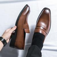 Mocasines de cuero simples para hombre, zapatos de negocios elegantes, moda Formal de lujo, zapatos casuales de oficina de un pie, color negro - details 5