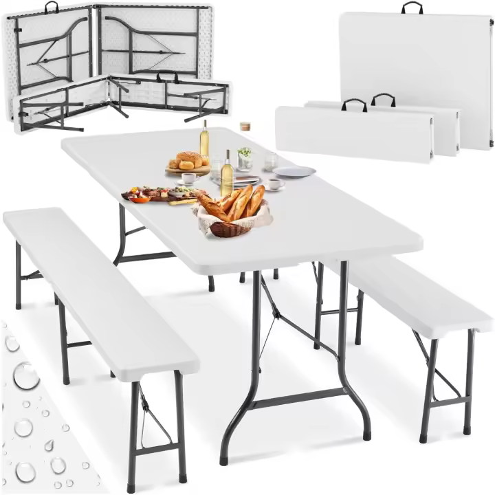 Juego de Mesa Plegable de Acero Set de Mesa de Camping con 2 Sillas Mesa de Jardín al Aire Libre - 1