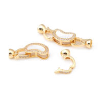 2 juegos de conectores de latón y circonita y concha de Color dorado de 18K para collares, cierres de pulsera, suministros para fabricación de joyas, accesorios Diy - details 33