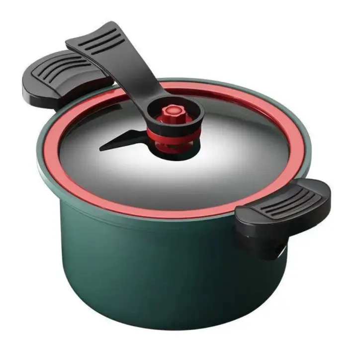 Olla a presión con revestimiento antiadherente, tapa de olla a presión de 3,5 l, microolla de fondo plano, antiquemaduras, mango de dos orejas, olla de sopa engrosada - 1
