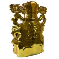 Estatua de Buda de regalo de apertura, inscripción de cerámica, Dios de la bandera, oro rojo sentado sobre la riqueza - details 4