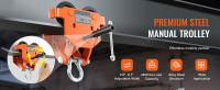 SucceBuy Carro manual, capacidad de carga de 2 toneladas, carro de haz de empuje con ruedas dobles, ancho de brida de viga en I ajustable de 2,8" a 6,7", elevador de acero de aleación de alta resistencia para garaje - details 0