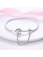 Pulsera de plata de ley 925 con forma de corazón y mariposa para mujer, brazalete de cadena de seguridad, compatible con abalorios originales, joyería - details 1