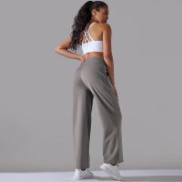 Pantalones de oficina sueltos de cintura alta informales de pierna ancha para mujer, pantalones de baile - details 13