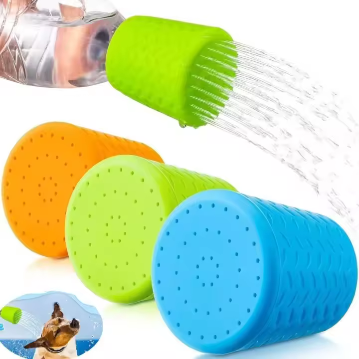 Cabezales de ducha portátiles para mascotas, grifo de baño para perros, pulverizador de limpieza de silicona reutilizable para exteriores, lavado rápido, 2 uds. - 1