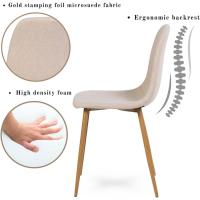 Juego de 4 sillas de comedor con asiento y respaldo suaves, con patas de metal macizo, para sala de estar, dormitorio, cocina o comedor, ante marrón - details 51