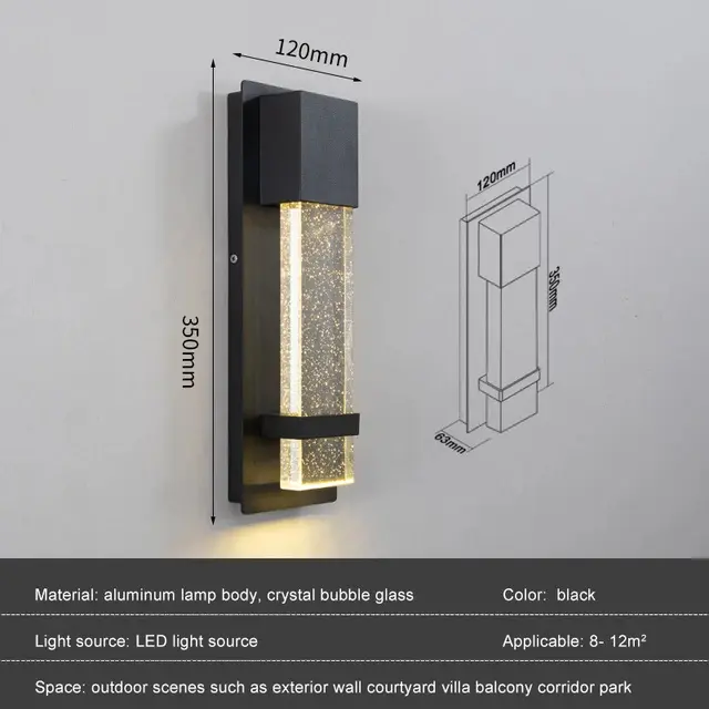 Lámparas LED de pared para exteriores, luces impermeables de aluminio negro con Sensor de anochecer a amanecer, para jardín, porche, balcón, 110V, 220V - 1