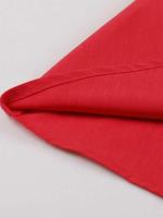 Elegante Vestido Largo Rojo con Cuello de Corazón Vintage Cintura Elástica, Botones Frontales - details 7