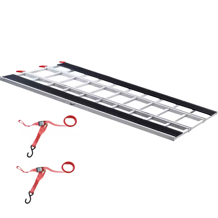 SucceBuy Rampas plegables de aluminio extra anchas de 85" x 54", capacidad de 1500 libras para motocicleta, moto de cross y remolque - 1