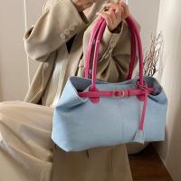 Bolso de hombro vaquero con cierre de cerrojo Simple, bolso elegante Vintage de gran capacidad para axila, bolso de mano informal de PU elegante para mujer - details 14
