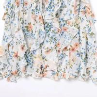 2025 Loose Floral Long Sleeve with Decorative Layered V-Neck Summer Novelty Simple Temperament Shirt for Women - details 7