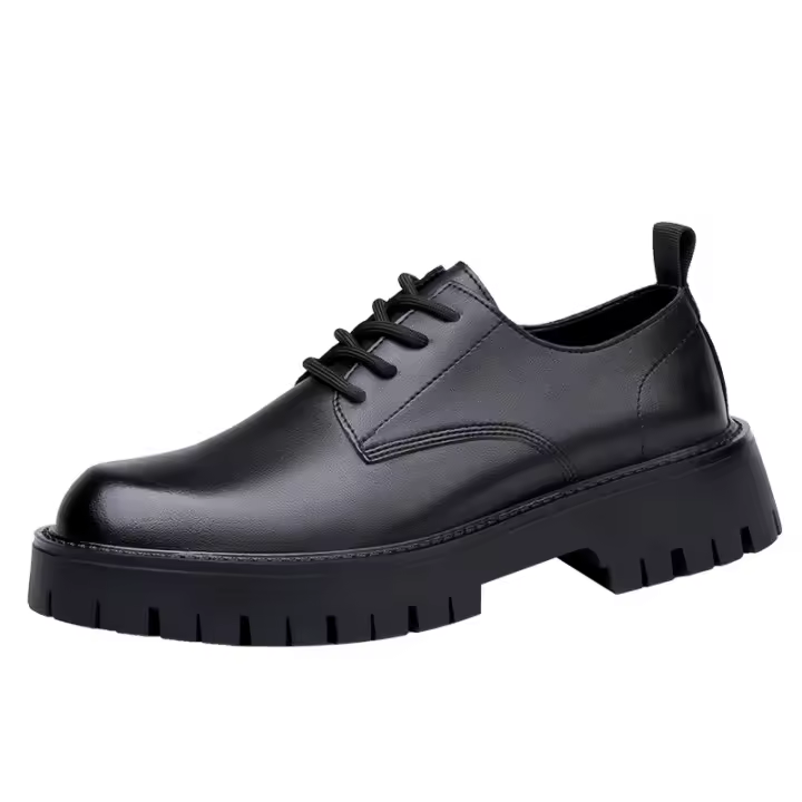 Nuevos zapatos de hombre de cuero genuino versión coreana versátil juvenil plataforma de moda zapatos de cuero casuales. - 1