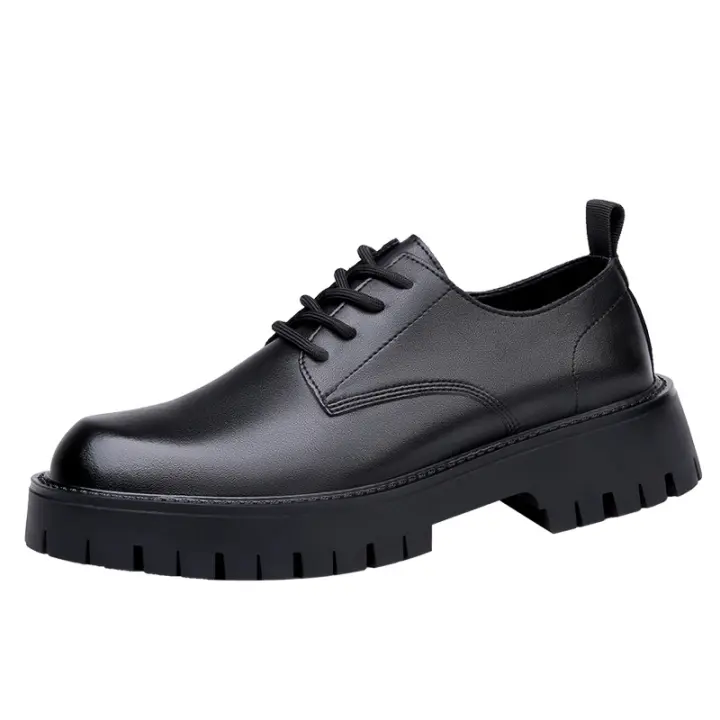 Nuevos zapatos de hombre de cuero genuino versión coreana versátil juvenil plataforma de moda zapatos de cuero casuales. - 1