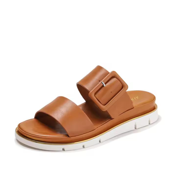 Sandalia, sandalias de cuña para mujer, nueva tendencia de verano 2025, hebilla cuadrada versátil, suela gruesa de moda, refrescante para la playa - 1