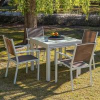Silla de jardín apilable Deluxe Tailandesa |   De aluminio y textileno |   Tamaño 55x60x86 cm. |   (2, Negro y Marrón) - details 20