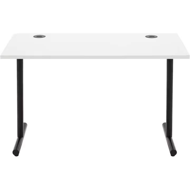 Escritorio simple para oficina en casa, escritorio para PC, parte superior blanca y marco negro, rectangular, fácil de montar, 120 x 60 x 73,6 cm - 1