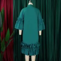 2025 vestido nuevo casual y elegante cuello redondo media oficina manga trompeta ropa de mujer de talla grande - details 3