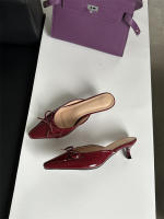 Nuevo arco medio stiletto Muller zapatos bolsa cabeza media zapatillas de las mujeres de gran tamaño de tacón alto zapatos individuales zapatillas geniales - details 3