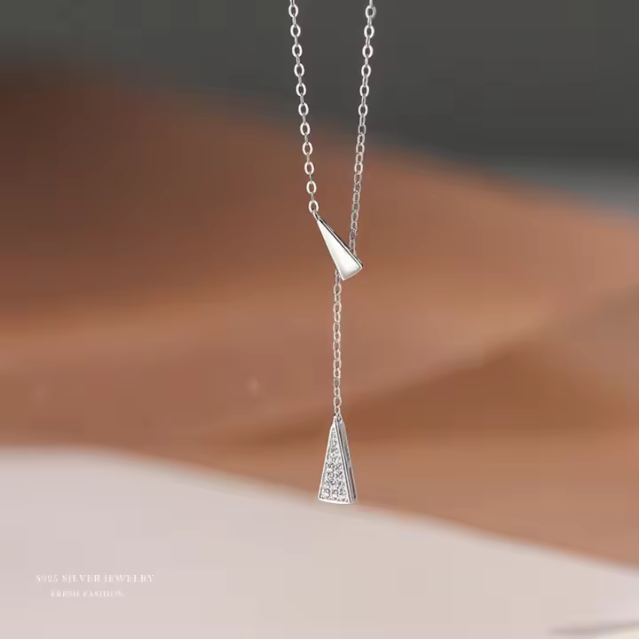 Collar Geométrico de Plata S999 Estilo Minimalista INS Joyería Ajustable para Mujeres - 1