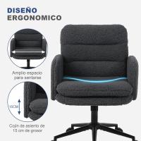 Silla Oficina de Respaldo Alto, Cómoda Silla Tocador con Altura Ajustable, Sillas Ordenador para Hogar y Dormitorio, Crema - details 20