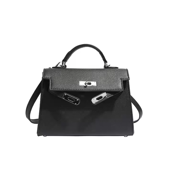 Cerradura texturizada portátil pequeño bolso cuadrado de las mujeres nuevo versátil clásico bolso de mensajero de hombro PU bolso Kelly de moda - 1