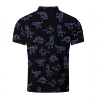 Polo casual Top de manga corta con solapa de dinosaurio colorido estampado en 3D - details 0