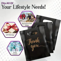 Bolsa Negra de Plástico Portátil para Hacer Ofertas de Acción de Gracias Cumpleaños Boda Navidad Empaque de Regalos - details 3