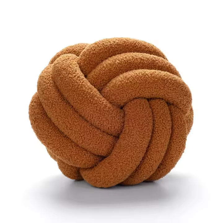 Cojín protector para sofá, cojín de respaldo, almohada tejida a mano, bien acolchado, de terciopelo de cordero, bola anudada - 1