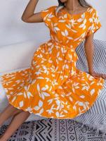 Ropa de mujer Primavera Verano Nuevo Vestido de manga corta con lazo floral Falda plisada - details 4