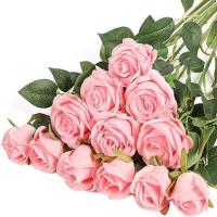 Centro de mesa de noche con rosas rojas coloridas, arreglo Floral artesanal, decoración del Día de San Valentín, ramo de rosas falsas nupciales, 1 unidad - details 4
