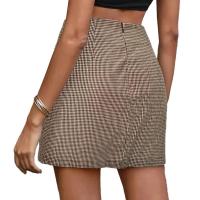 Falda de tubo de lana Vintage a cuadros de cintura alta de algodón para mujer, falda con cremallera, informal, ajustada, corta, para oficina, 2025 - details 4