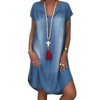 Vestido de Verano Grande Cuello Redondo, Manga Corta Suelta, Vestido Casual para Mujeres con Cuello en V - details 4