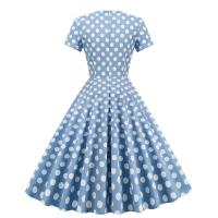 Vestido de Verano Retro Hepburn 2025 Cuello en V, Manga Corta, Botón Frontal, Vestido Midi de Algodón con Puntos Vintage para Mujeres - details 5