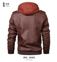 Chaqueta de Cuero de Moda para Hombres Ligera, Desmontable con Capucha, Estilo Callejero Tallas 5XL - details 3