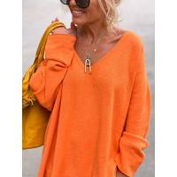 Suéter De Punto Con Cuello En V Y Manga Larga Para Mujer Estilo Casual Suéter Sobredimensionado Con Bajo Extensión Poliéster Sin Cierre - details 1