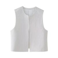 BUNO-En el verano de 2025, el nuevo chaleco bordado con cuello redondo de diseño simple acolchado de algodón a la moda para mujer. - details 1