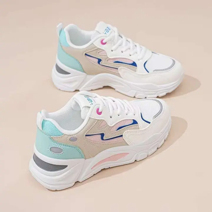 Zapatillas de deporte de suela gruesa para mujer, zapatos informales de malla transpirable con cierre de cordones, versátiles para temporada de otoño, 2025 - 1