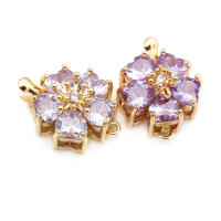 4 juegos de collares de flores de latón y circonita de Color dorado de 18K, cierres de conexión, suministros para hacer joyas Diy, accesorios para mujer - details 13
