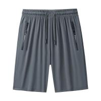 Pantalones cortos de seda de hielo para hombre, Pantalones cortos informales de gran tamaño, ropa de playa, cintura elástica, para verano - details 2
