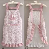Delantal de cocina con estampado de conejo, uniforme de restaurante a prueba de manchas de estilo Floral con bolsillo grande, delantal de trabajo doméstico transpirable - details 3