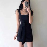 Mini vestido de fiesta Formal con cuello cuadrado elegante para mujer, diseño delgado de cintura coreana, traje sin mangas de verano 2025 - details 6