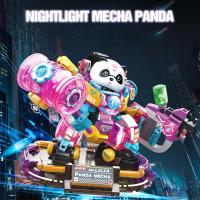 Juego de bloques de construcción de Panda para niños y adultos, figuras luminosas de animales, Micro Mini Mecha, juguete - details 1