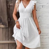 Nuevo vestido elegante de verano europeo y americano con mangas de hoja de loto multicolor. - details 2